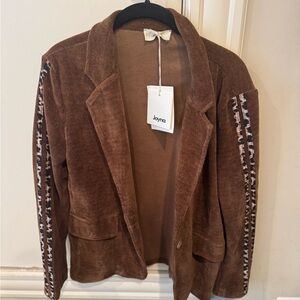 Brown Corduroy Jacket with Patterned Sleeves leopard 🐆